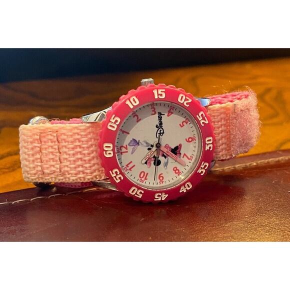 Girl's 32mm Minnie Mouse Disney eWatch Factory Watch, Canvas Band, Rotating Beze - Picture 1 of 3